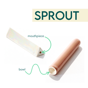 A portable ceramic chillum that travels easily for adventure smoking and cannabis microdosing, this one hitter is handmade by a woman-owned studio in the USA. Circle Sprout Pipe in pearl is a portable pipe and pairs well with your favorite smoke accessories. Smoke your favorite bud from this ceramic chillum in pearl.