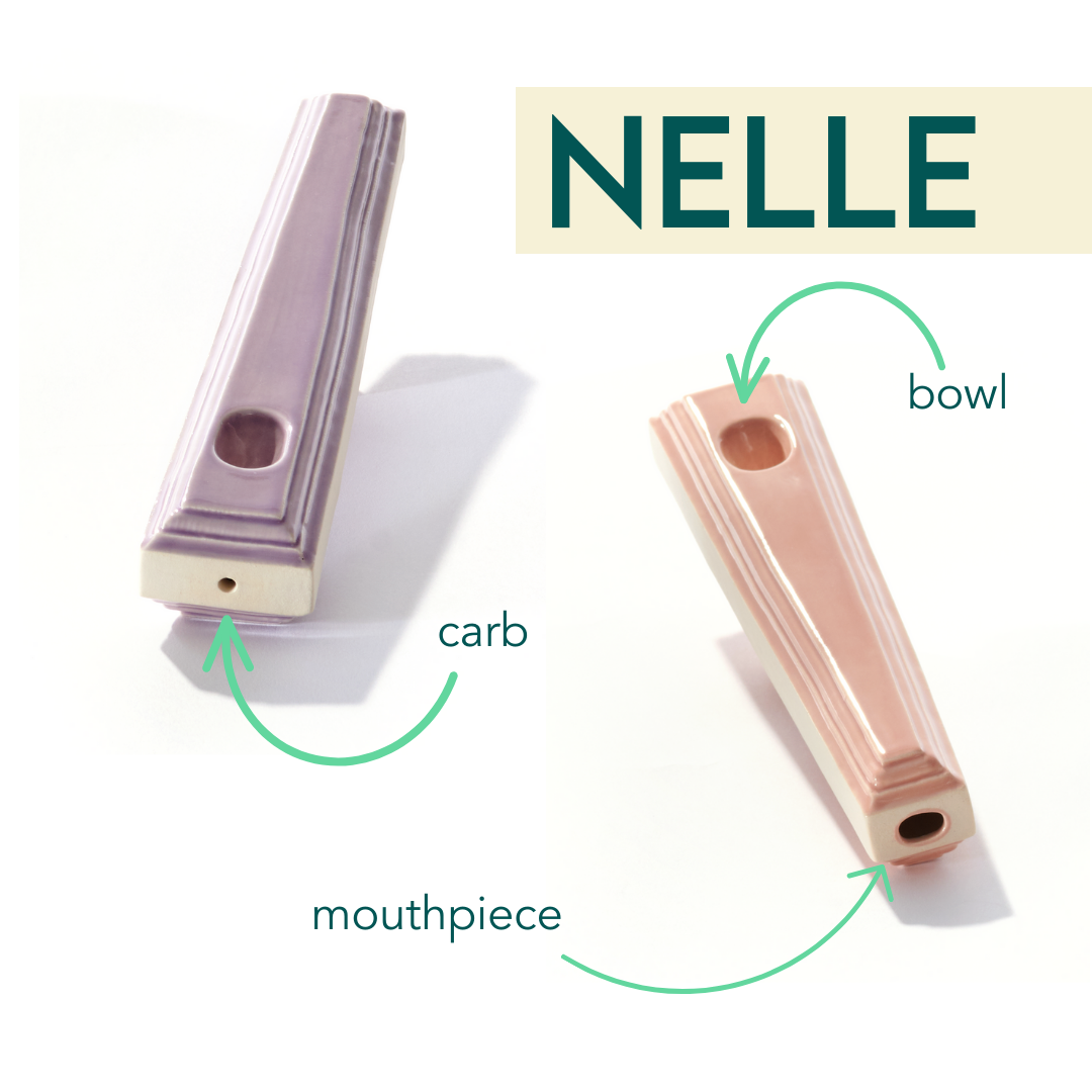 A ceramic steamroller that smokes like a dream and complements interior design; this dry pipe is handmade by a woman-owned studio in the United States. Nelle is a pink-beige ceramic pipe that doubles as art in your home and pairs well with your favorite smoke accessories. Smoke your favorite bud from this ceramic hand pipe in Canyon.
