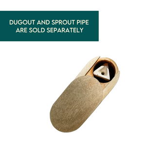 A wooden dugout keeps your cannabis or other medical herbs contained alongside your ceramic one hitter pipe. The dugout and ceramic one hitter are both handmade. This smoke accessory is great for traveling, hiking, and taking with you on the go.